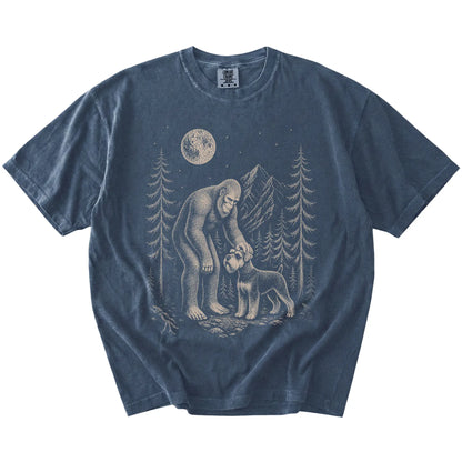 Schnauzer and Bigfoot T-Shirt in Denim