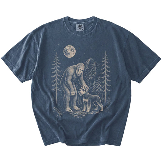 Schnauzer and Bigfoot T-Shirt in Denim