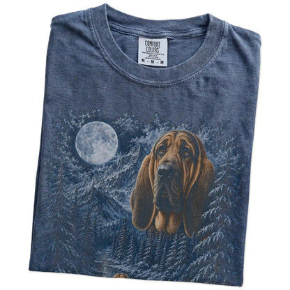 Folded Denim Bloodhound winter forest t-shirt