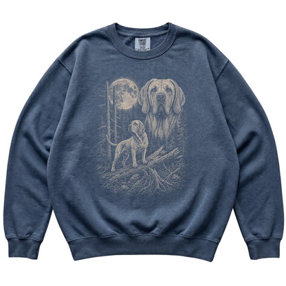 Denim Bloodhound Moonlit Forest Comfort Colors sweatshirt, flat view