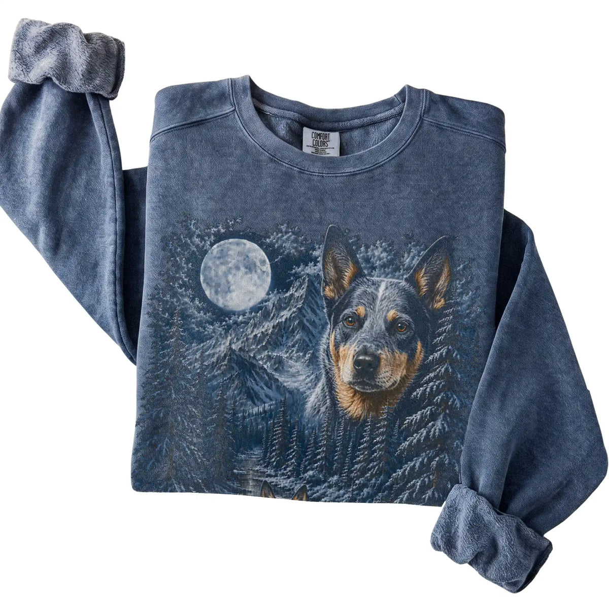 Blue Heeler Forest Moon Sweatshirt in Denim