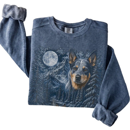 Blue Heeler Forest Moon Sweatshirt in Denim