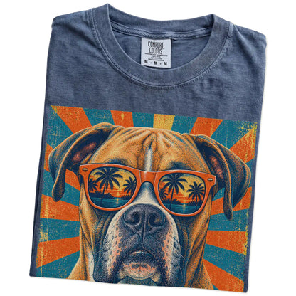 Retro Boxer Dad design on a Denim Comfort Colors T-shirt folded detail