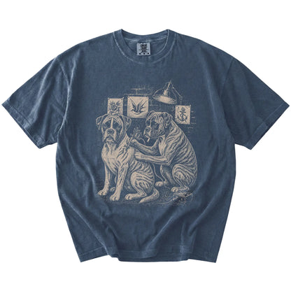 Denim Boxer Tattoo t-shirt laid flat