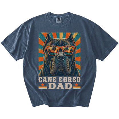 Retro Cane Corso Dad design on a Denim Comfort Colors T-shirt