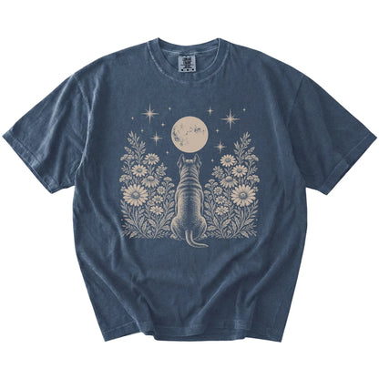 Cane Corso beneath a wildflower moon on a Denim Comfort Colors® T-shirt