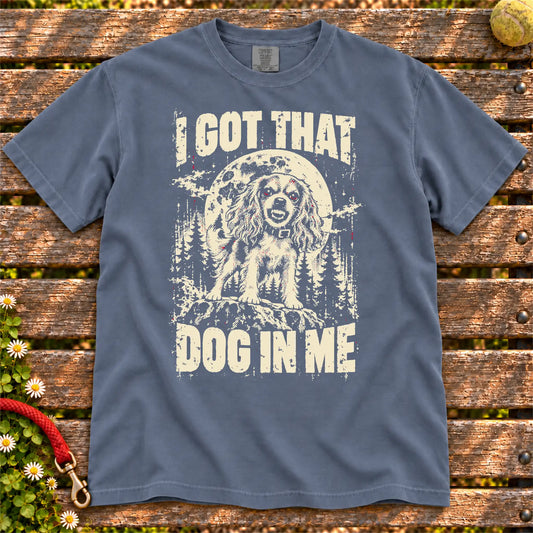Denim Cavalier King Charles Spaniel I Got That Dog in Me T-shirt, full garment view