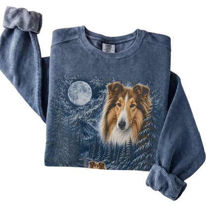 Collie Forest Moon Sweatshirt in Denim