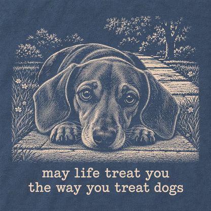 Dachshund Karma Comfort Colors sweatshirt in Denim — Design Detail