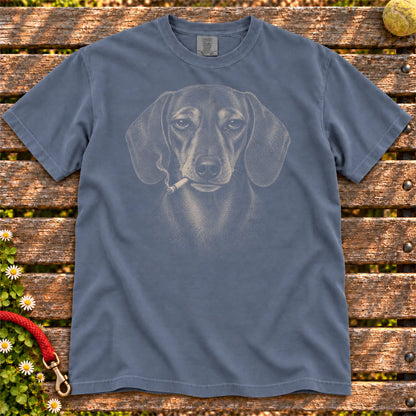 Dachshund smoking design on a Denim t-shirt