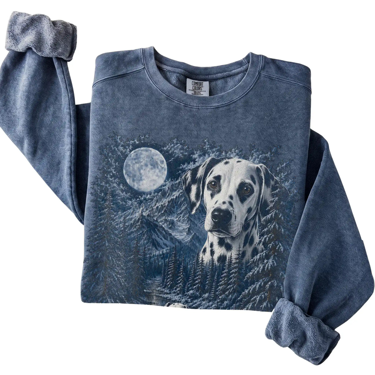 Dalmatian Forest Moon Sweatshirt in Denim