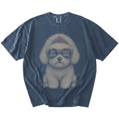 Denim Diva Bichon Frise T-Shirt laid flat