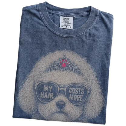 Folded Denim Diva Bichon Frise T-Shirt showing the graphic