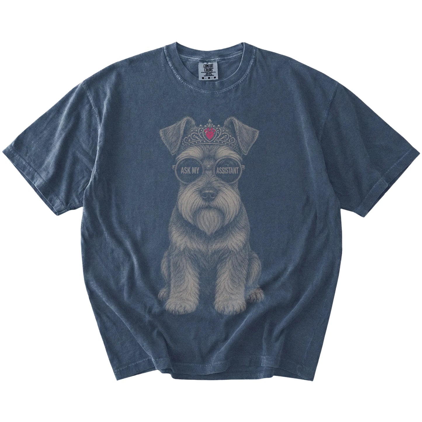 Denim Diva Schnauzer T-Shirt laid flat