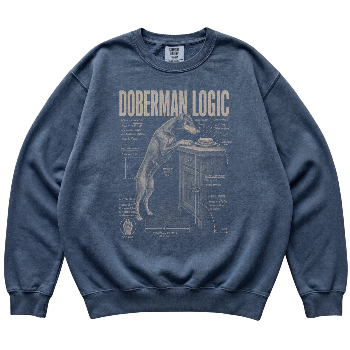 Denim Doberman Logic T-Shirt laid flat