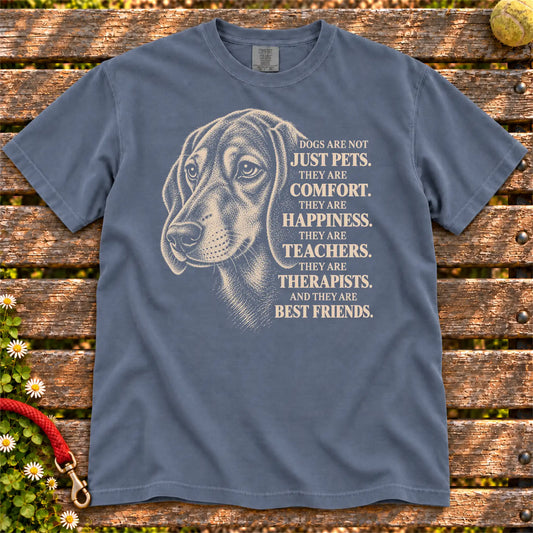 Dogs Are Not Just Pets Dachshund text design on a Denim Comfort Colors T-shirt