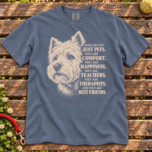 Dogs Are Not Just Pets Westie text design on a Denim Comfort Colors T-shirt