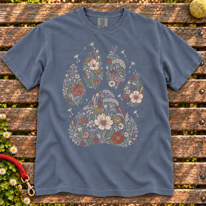 Dried flower paw print on Denim T-shirt