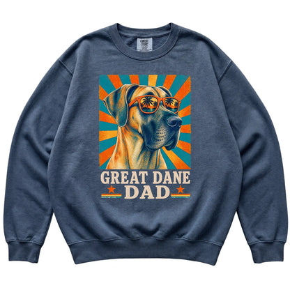 Retro Great Dane Dad design on a Denim Comfort Colors sweatshirt