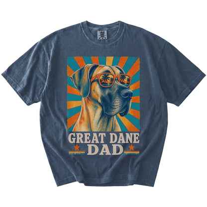 Retro Great Dane Dad design on a Denim Comfort Colors T-shirt