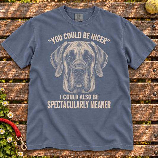 Great Dane Guard Dog design on a Denim Comfort Colors T-shirt, shown flat