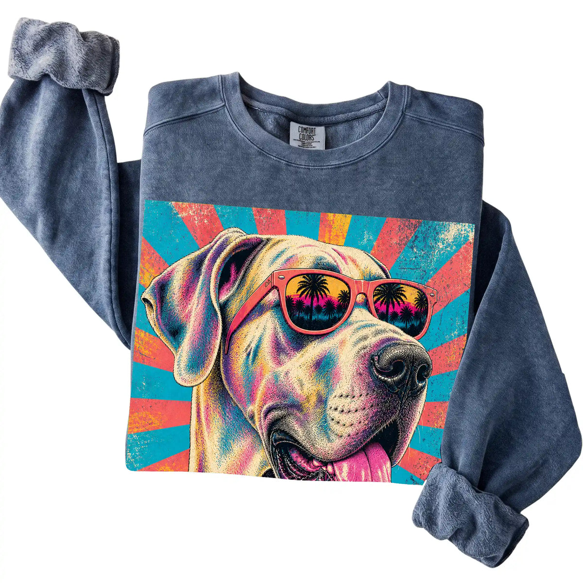 Folded Denim Comfort Colors sweatshirt with a Retro Great Dane Mama design