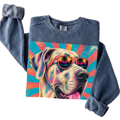 Folded Denim Comfort Colors sweatshirt with a Retro Great Dane Mama design