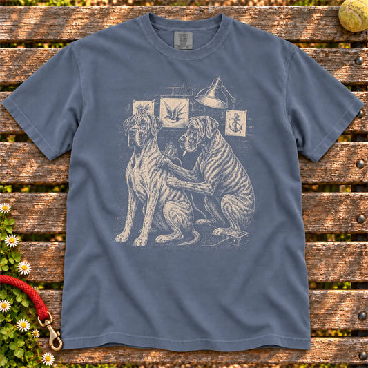 Great Dane Tattoo design on a Denim Comfort Colors T-shirt, shown flat