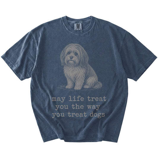 Denim Havanese Karma T-Shirt laid flat