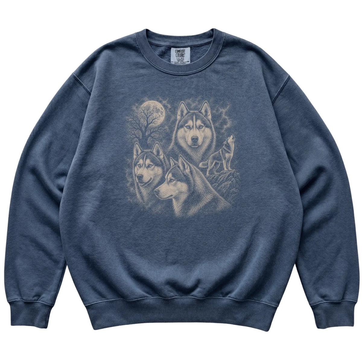 Husky 90s Moon Sweatshirt in Denim — flat lay