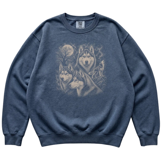 Husky 90s Moon Sweatshirt in Denim — flat lay