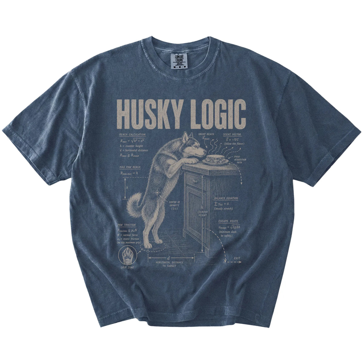 Denim Husky Logic t-shirt laid flat