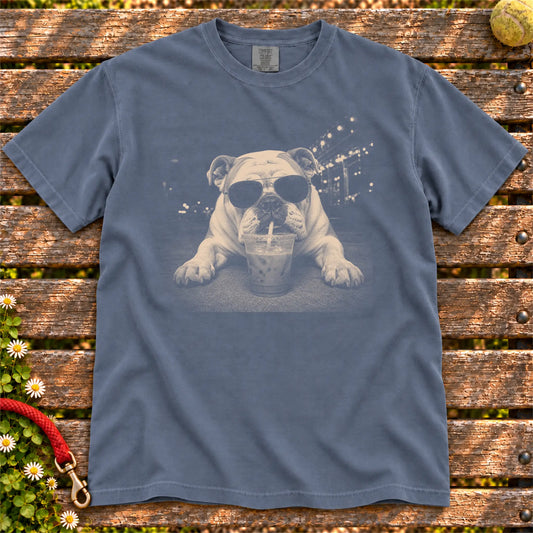 Bulldog Iced Coffee Comfort Colors T-shirt in Denim