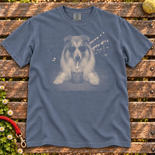 Collie Iced Coffee Comfort Colors T-shirt in Denim