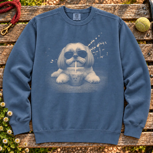 Shih Tzu Iced Coffee sweatshirt in Denim
