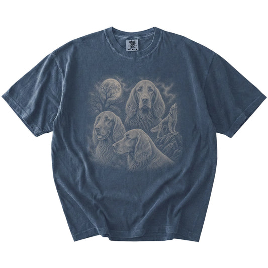 Vintage moon montage featuring Irish Setter on a Denim Comfort Colors® T-shirt