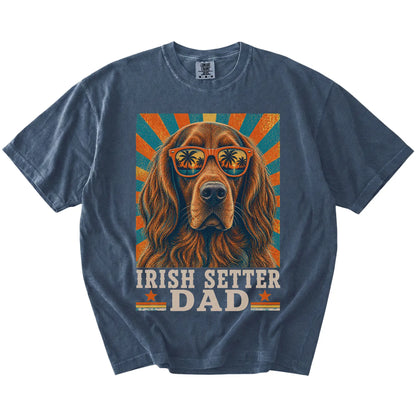 Retro Irish Setter Dad design on a Denim Comfort Colors T-shirt