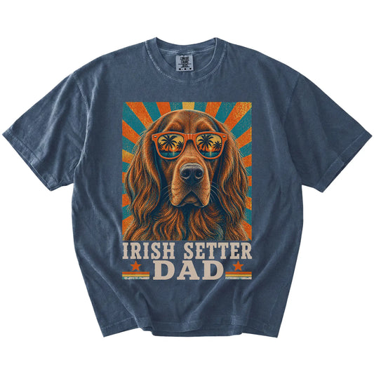 Retro Irish Setter Dad design on a Denim Comfort Colors T-shirt