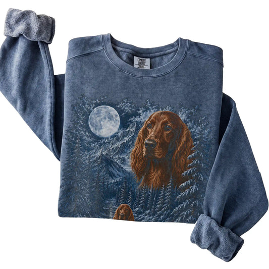 Irish Setter Forest Moon Sweatshirt in Denim