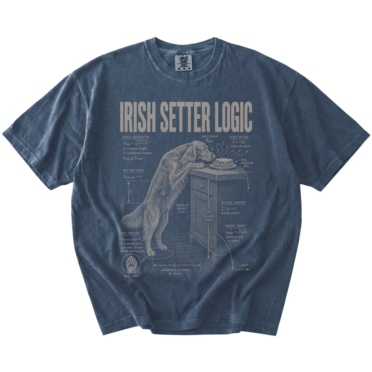 Denim Irish Setter Logic t-shirt laid flat