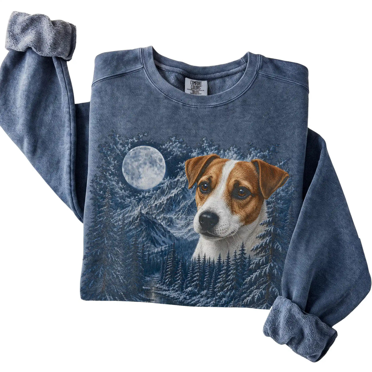 Jack Russell Forest Moon Sweatshirt in Denim