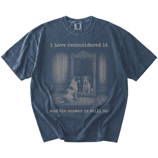 “The Answer Is Still No” Jack Russell design on a Denim Comfort Colors® T-shirt