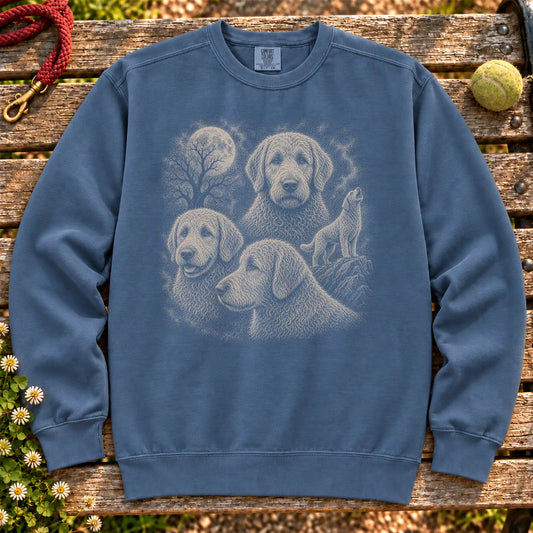 Labradoodle 90s Moon design on a Denim Comfort Colors sweatshirt