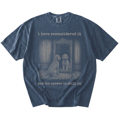 “The Answer Is Still No” Labradoodle design on a Denim Comfort Colors® T-shirt
