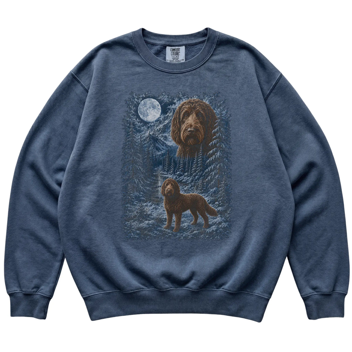 Labradoodle Forest Moon Sweatshirt in Denim