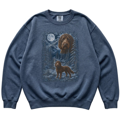 Labradoodle Forest Moon Sweatshirt in Denim