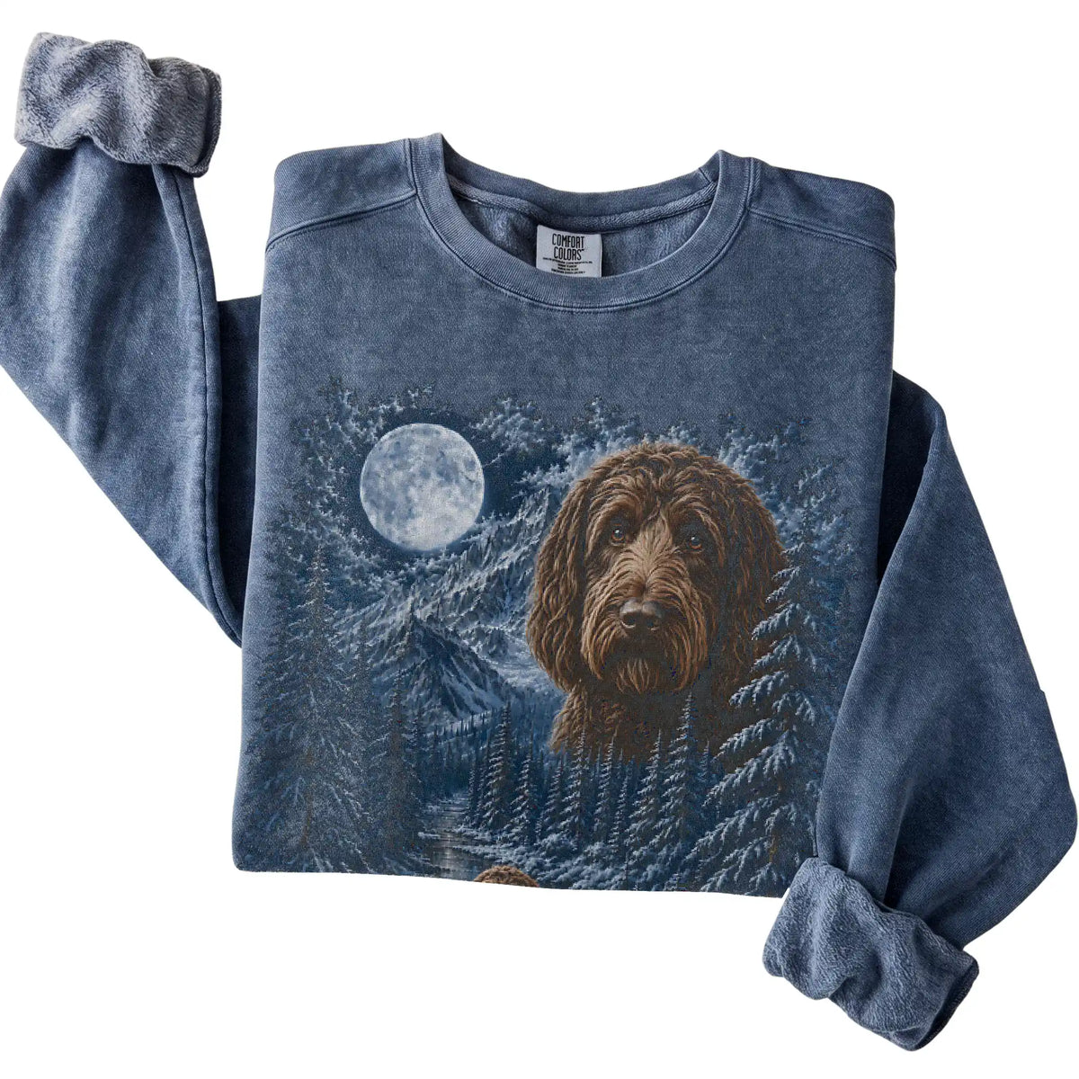 Labradoodle Forest Moon Sweatshirt in Denim