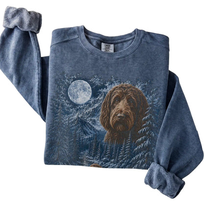 Labradoodle Forest Moon Sweatshirt in Denim