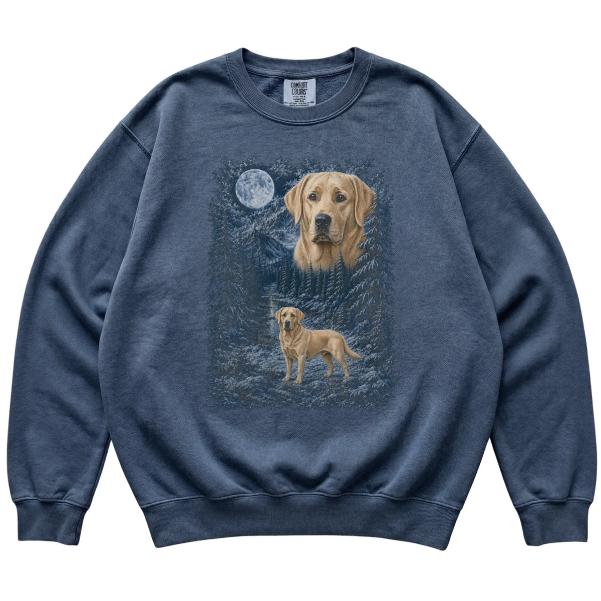 Labrador Retriever Forest Moon Sweatshirt in Denim