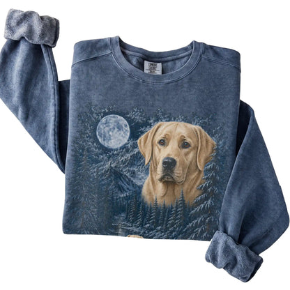 Labrador Retriever Forest Moon Sweatshirt in Denim